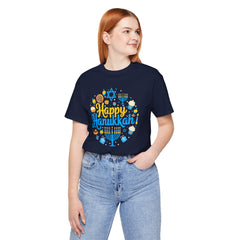 Happy Hanukkah Menorah - Unisex Jersey Short Sleeve Tee