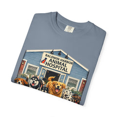 Pitbull Added "Who Let the Dogs Out?" Baldwin Harbor Animal Hospital Cute Vet Clinic T Shirt