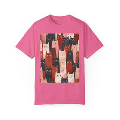 Cute Cat Print Unisex Garment-Dyed T-Shirt - Comfort Colors Soft Perfect for Animal Lovers and Casual Days