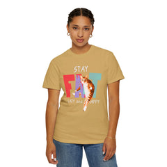 Stay Fat Lazy and Happy Cat - Graphic Unisex Garment-Dyed T-shirt
