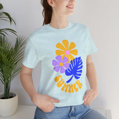 Summer Floral Tee — Retro Flowers & Monstera Design