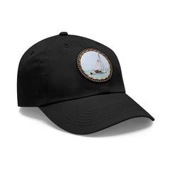 Hempstead Bay Sailing Club Leather Patch Dad Hat — Flying Scot Embroidered Round Patch