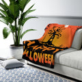 Happy Halloween Spooky House - Graphic Sherpa Fleece Blanket