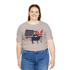 Red White and Blue Farmer Graphic, Unisex Jersey Short Sleeve Tee
