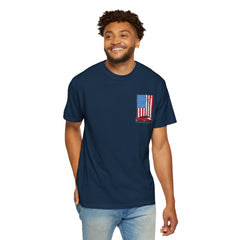 Patriotic Car Graphic Unisex T-Shirt - Vintage American Flag Design