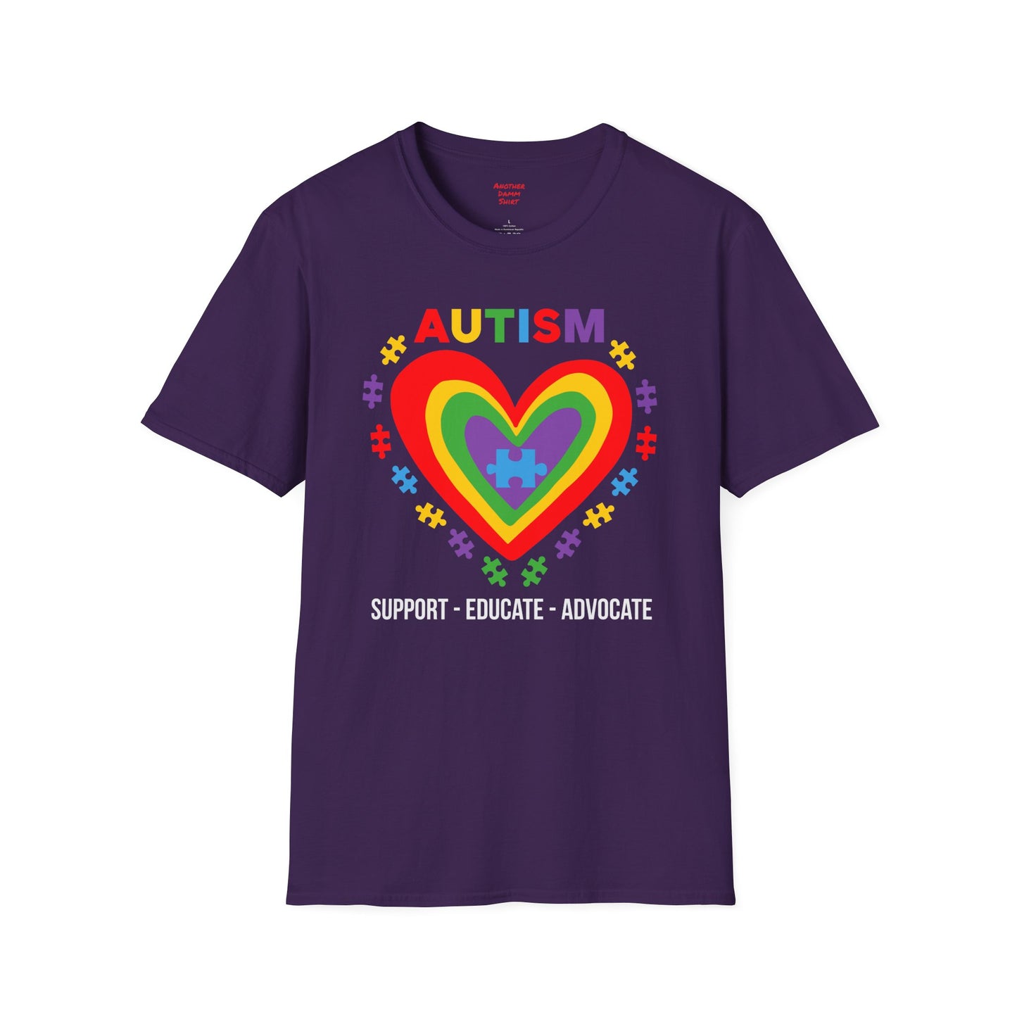 Autism awareness tee, softstyle tee, unisex autism shirt, heart graphic tee, shirt for autism, support autism shirt, gift for autistic child