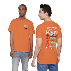 Montana Rules Tee - “3 Things You Don’t Do in Montana: Don’t Pet the Buffalo, Outdrink Canadians, Mess with Cowboy Music”