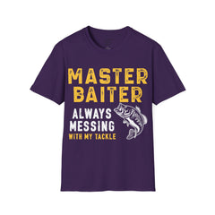 Master Baiter Always Messing With My Tackle Unisex Softstyle T-Shirt  A unique gift for those who love to fish or bait.