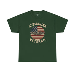 Submarine Veteran American Flag Tee | Unisex Heavy Cotton T-Shirt, Military Apparel, Veteran Gift, Patriotic Top, Casual Wear