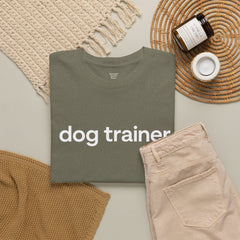 Dog Trainer T‑Shirt — "dog trainer." Front Logo with "we believe..." Positive Training Back Text