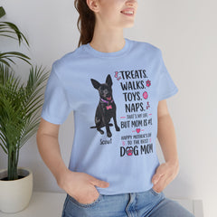 Personalized Your Dog and its name Mother's Day T-Shirt — 'Treats. Walks. Toys. Naps.