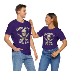 Fitness Tee | Leg Amputee Funny Skull, Everyday Leg Day Gym Shirt, Workout Top
