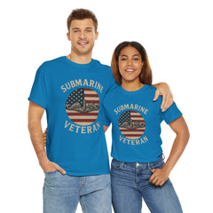 Submarine Veteran American Flag Tee | Unisex Heavy Cotton T-Shirt, Military Apparel, Veteran Gift, Patriotic Top, Casual Wear