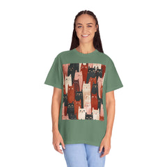Cute Cat Print Unisex Garment-Dyed T-Shirt - Comfort Colors Soft Perfect for Animal Lovers and Casual Days