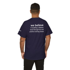 Dog Trainer T‑Shirt — "dog trainer." Front Logo with "we believe..." Positive Training Back Text
