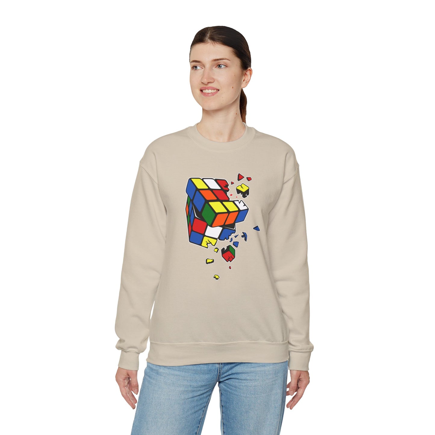 Cracked Rubik's Cube Unisex Heavy Blend™ Crewneck Sweatshirt