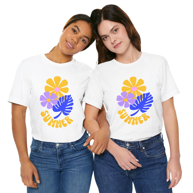 Summer Floral Tee — Retro Flowers & Monstera Design