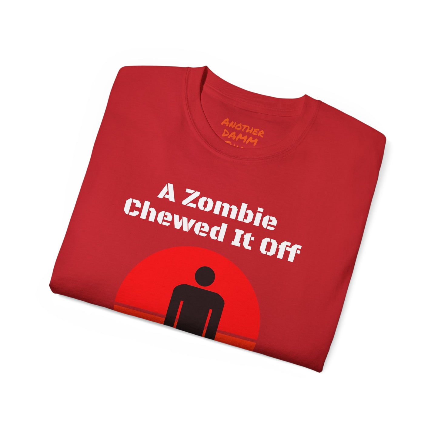 A Zombie Chewed It Off - Unisex Ultra Cotton Tee | Amputee, Leg Amputee, Limb Awareness. Amputee Zombie Fan, Amputee Sunset, Amputee Fun