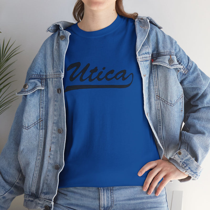 Utica Unisex Heavy Cotton Tee - Retro Dunder Mifflin Design for Nostalgic Fans