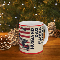 Fishing Themed Graphic Mug, USA Ceramic Mug, 11oz, 15oz. Gift for him, gift for dad, Birthday gift mug, fishing mug, Fathers Day Mug