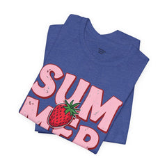 Summer Strawberry T-Shirt — Cute Pink Graphic Tee with Strawberry "SUMMER" Design