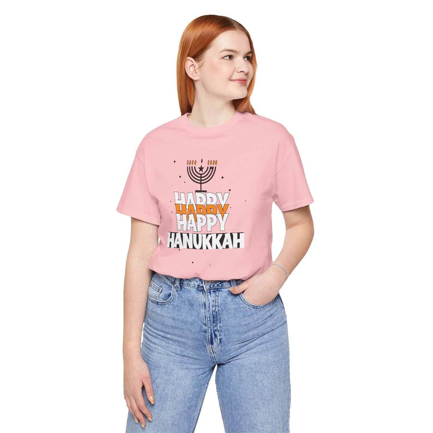 Happy Hanukkah Menorah - Unisex Jersey Short Sleeve Tee