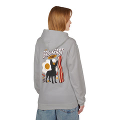 Breakfast Club Hoodie — Cute Black Dog, Bacon & Egg Graphic Pullover