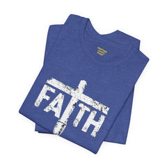 Faith Cross Prosthetic Leg T‑Shirt — Amputee Inspirational Christian Tee