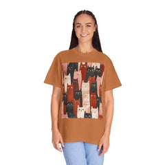 Cute Cat Print Unisex Garment-Dyed T-Shirt - Comfort Colors Soft Perfect for Animal Lovers and Casual Days