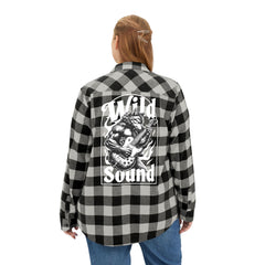 Wild Sound Wolf Guitarist Graphic - Unisex Flannel Shirt