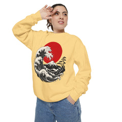 Japanese Wave and Red Sun Comfort Colors Sweatshirt
