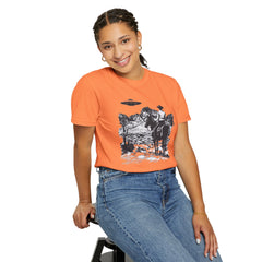 UFO Meets Cowboy Vintage Graphic T-Shirt — Retro Western Alien Tee
