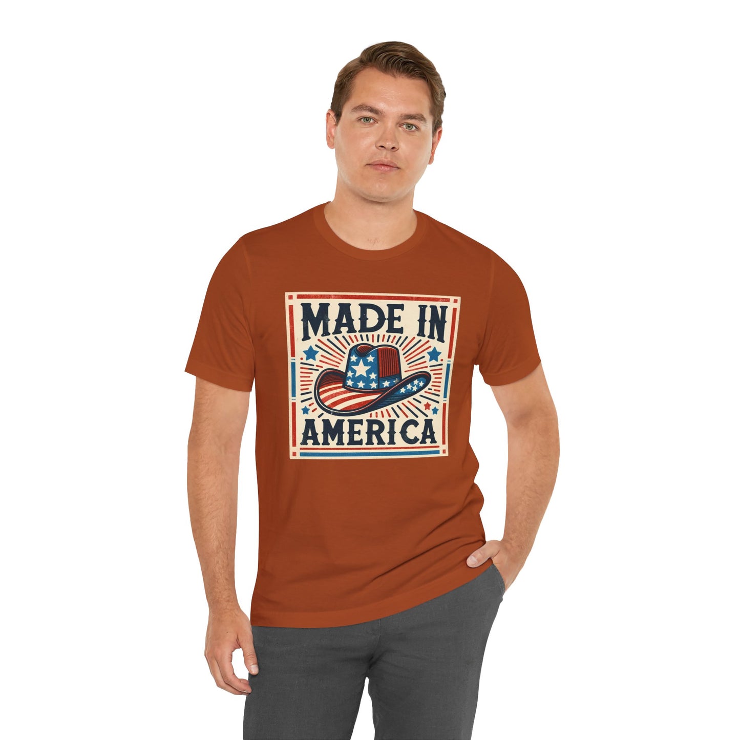 Made In America Cowboy Hat Graphic, Unisex Jersey Short Sleeve Tee