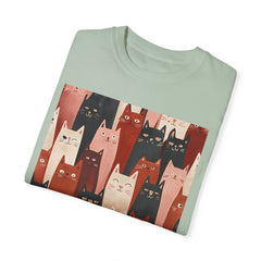 Cute Cat Print Unisex Garment-Dyed T-Shirt - Comfort Colors Soft Perfect for Animal Lovers and Casual Days