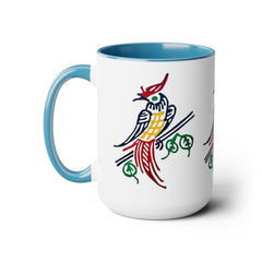 MAHJONG TILE Two-Tone Coffee Mugs, 15oz,mahjong gift,gift for gamer,board game gift,three image coffee mug,ceramic mahjong mug,gift for her