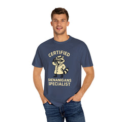 Certified Shenanigans Specialist T-Shirt | Funny Unisex Tee, Casual Wear, Gift for Raccoon Lovers, Cute Animal Shirt, Quirky Apparel