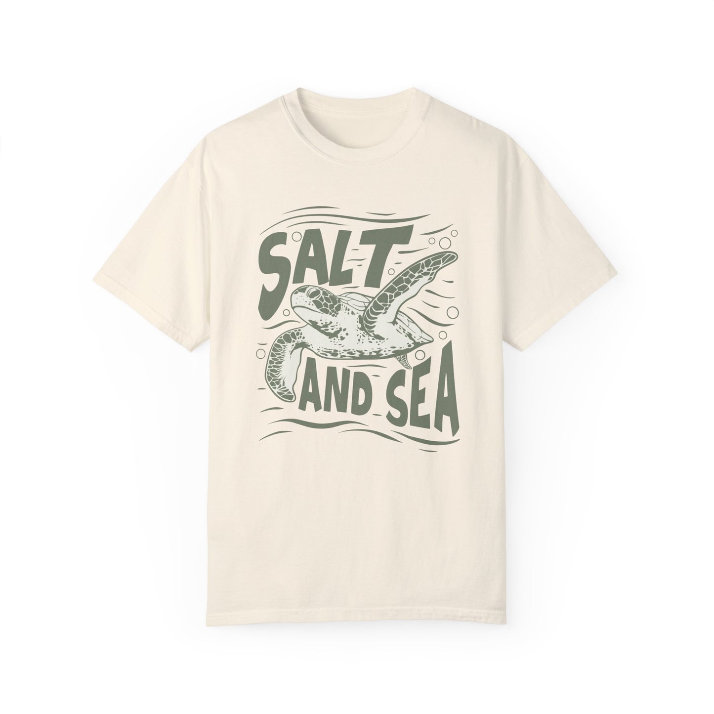 Sea Turtle, Salt And Sea -  Graphic Unisex Garment-Dyed T-shirt