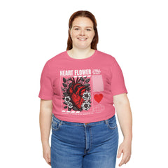Heart Flower Tee - Nuturing Affection In The Garden Of Life - Positive Vibes Unisex Jersey Short Sleeve Tee