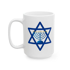 Star of David with  Menorah Jewish Graphic Ceramic Mug (11oz, 15oz)