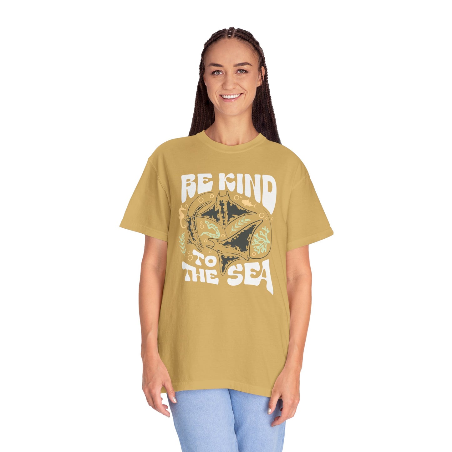 Sting Rays, Be Kind To The Sea -  Graphic Unisex Garment-Dyed T-shirt