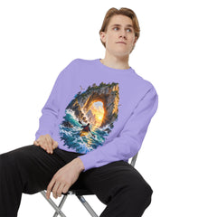 Adventure Kayak Sweatshirt — Comfort Colors Sunset Sea Arch Graphic