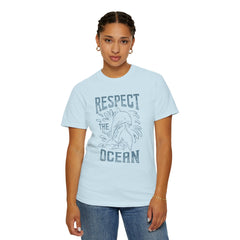 Dolphin, Respect The Ocean -  Graphic Unisex Garment-Dyed T-shirt