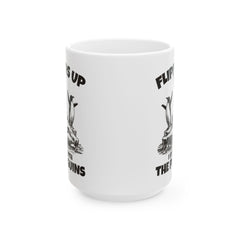 Funny Ceramic Mug - "Flipping the Penguins" - Perfect Gift for Bird Lovers
