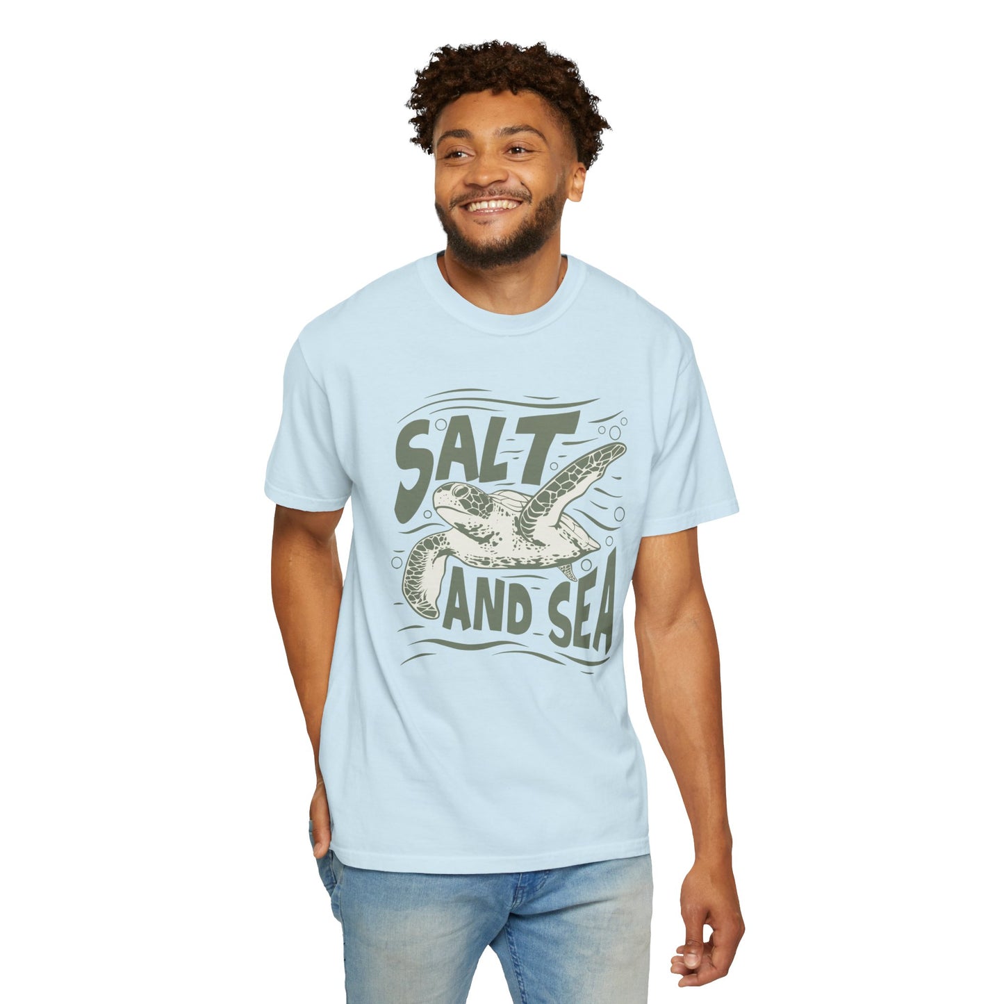 Sea Turtle, Salt And Sea -  Graphic Unisex Garment-Dyed T-shirt