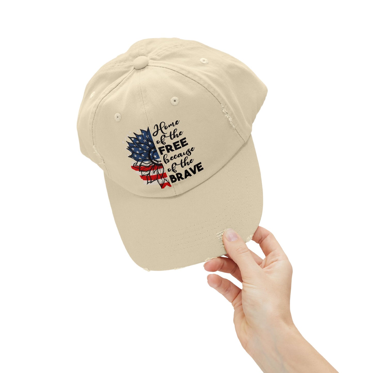 Land Of The Free, Home Of The Brave  - Unisex Distressed Cap