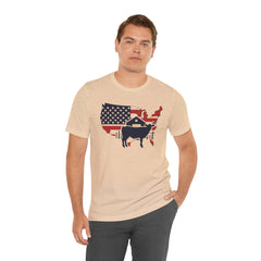 Red White and Blue Farmer Graphic, Unisex Jersey Short Sleeve Tee