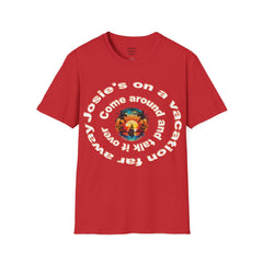 Josie's On A Vacation Far Away Come Around And Talk It Over  Unisex Softstyle T-Shirt  80s Rock The Outfield