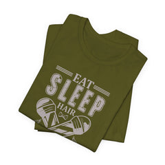 Hair Enthusiast Tee, Eat Sleep Hair Repeat Shirt, Funny Barber Gift, Unisex Jersey Tee, Casual Everyday Apparel, Salon Worker Top