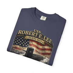 USS Robert E Lee SSBN 601 Submarine T-Shirt with a quote from its namesake