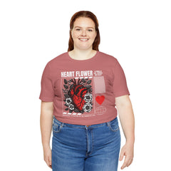 Heart Flower Tee - Nuturing Affection In The Garden Of Life - Positive Vibes Unisex Jersey Short Sleeve Tee